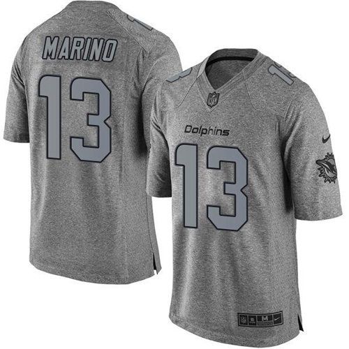 Nike Dolphins #13 Dan Marino Gray Men's Stitched NFL Limited Gridiron Gray Jersey